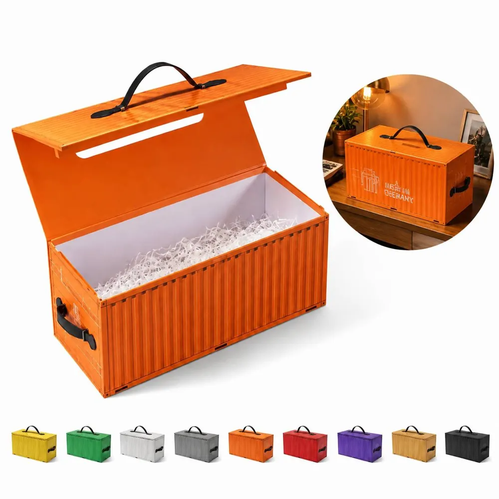 Custom Container Style Gift Box with Carrying Handle 2