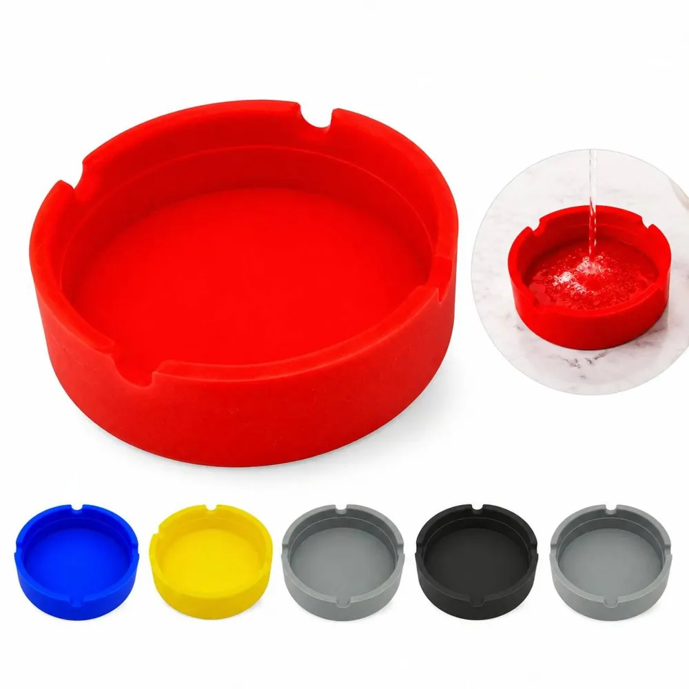 Heat-Resistant Silicone Ashtray Portable Round Travel 2