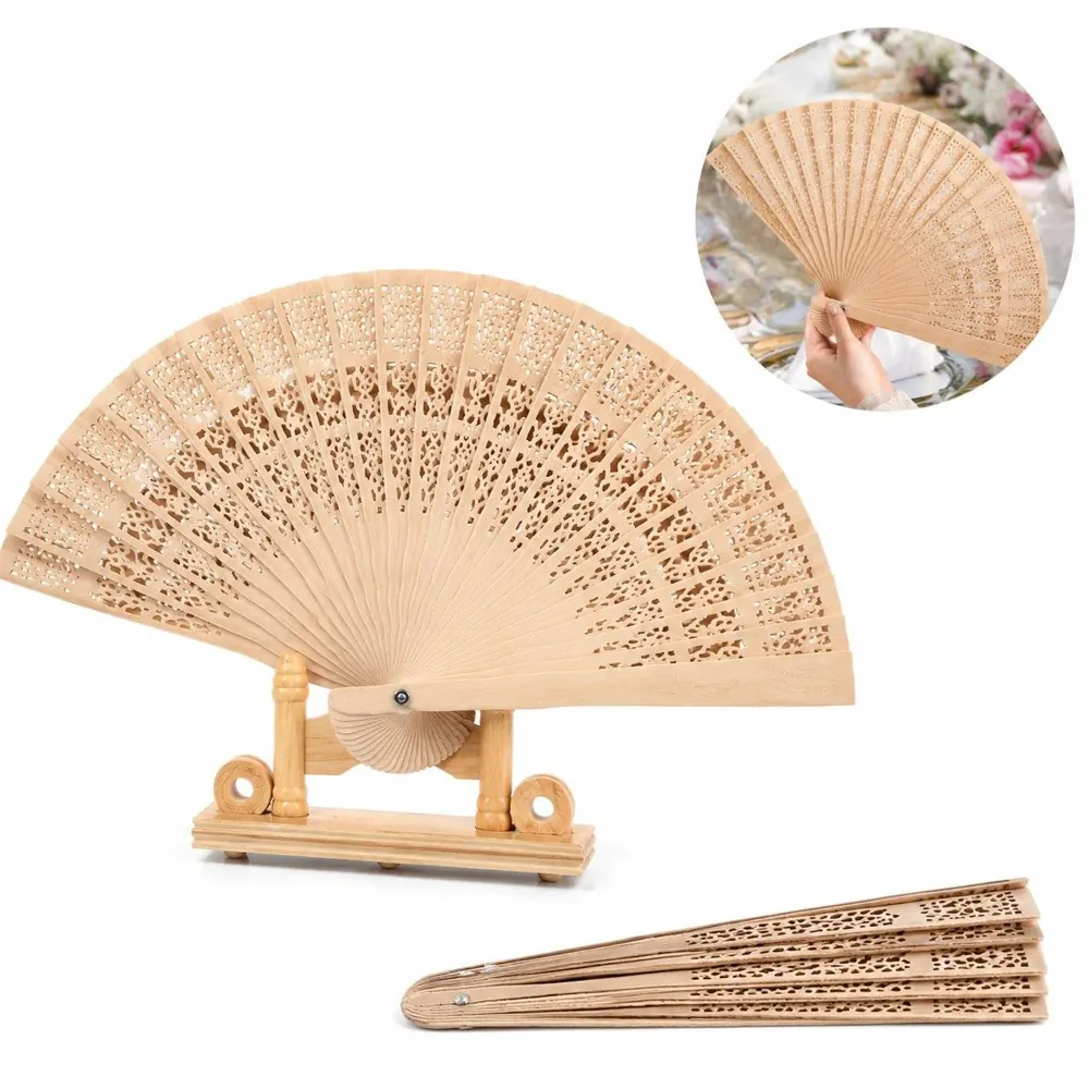 Carved Wooden Folding Fan, Durable & Lightweight 2