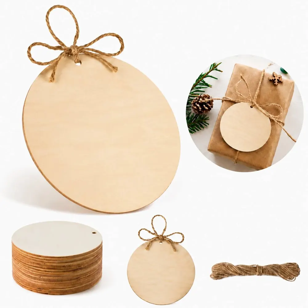 Natural Wooden Christmas Plaque Kit with Festive Motifs 2