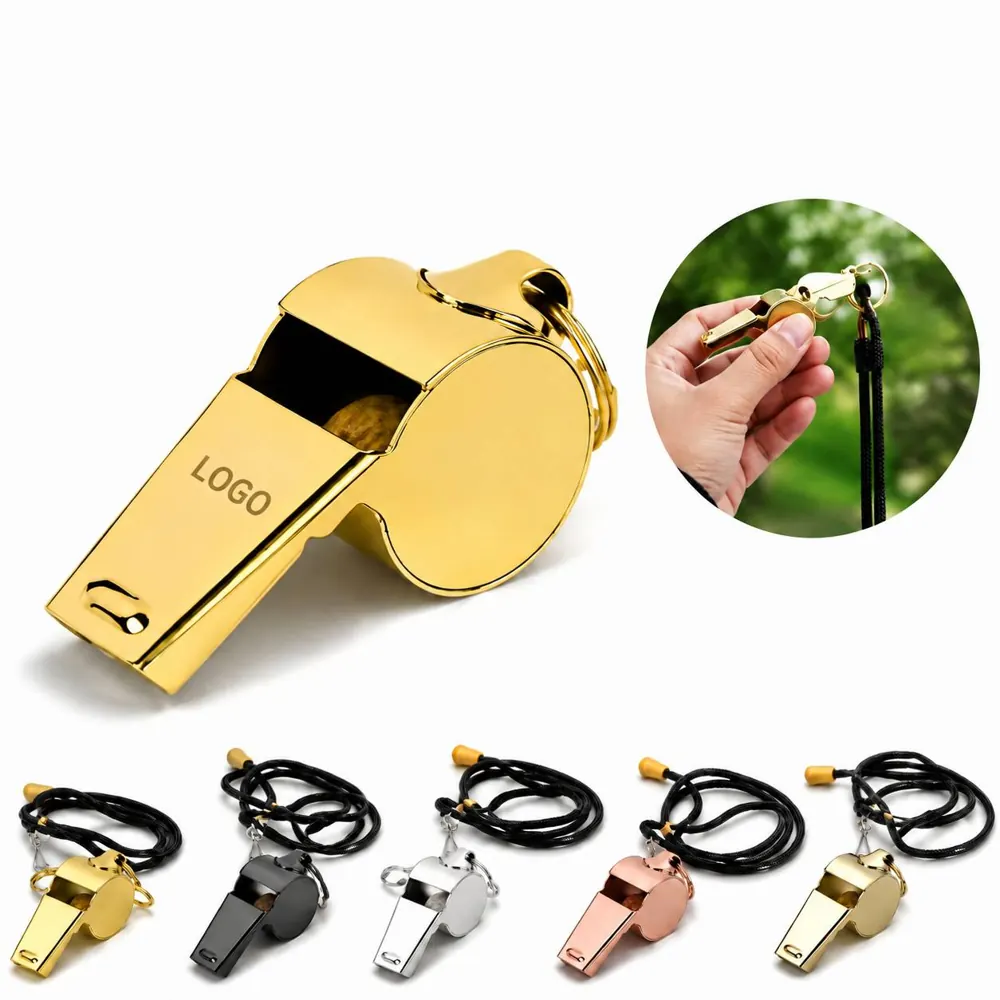 Stainless Steel Whistle with Lanyard for Outdoor Emergency