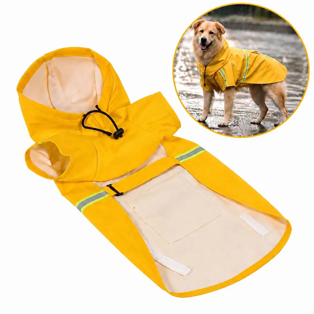 Reflective Waterproof Dog Raincoat with Adjustable Hood 2