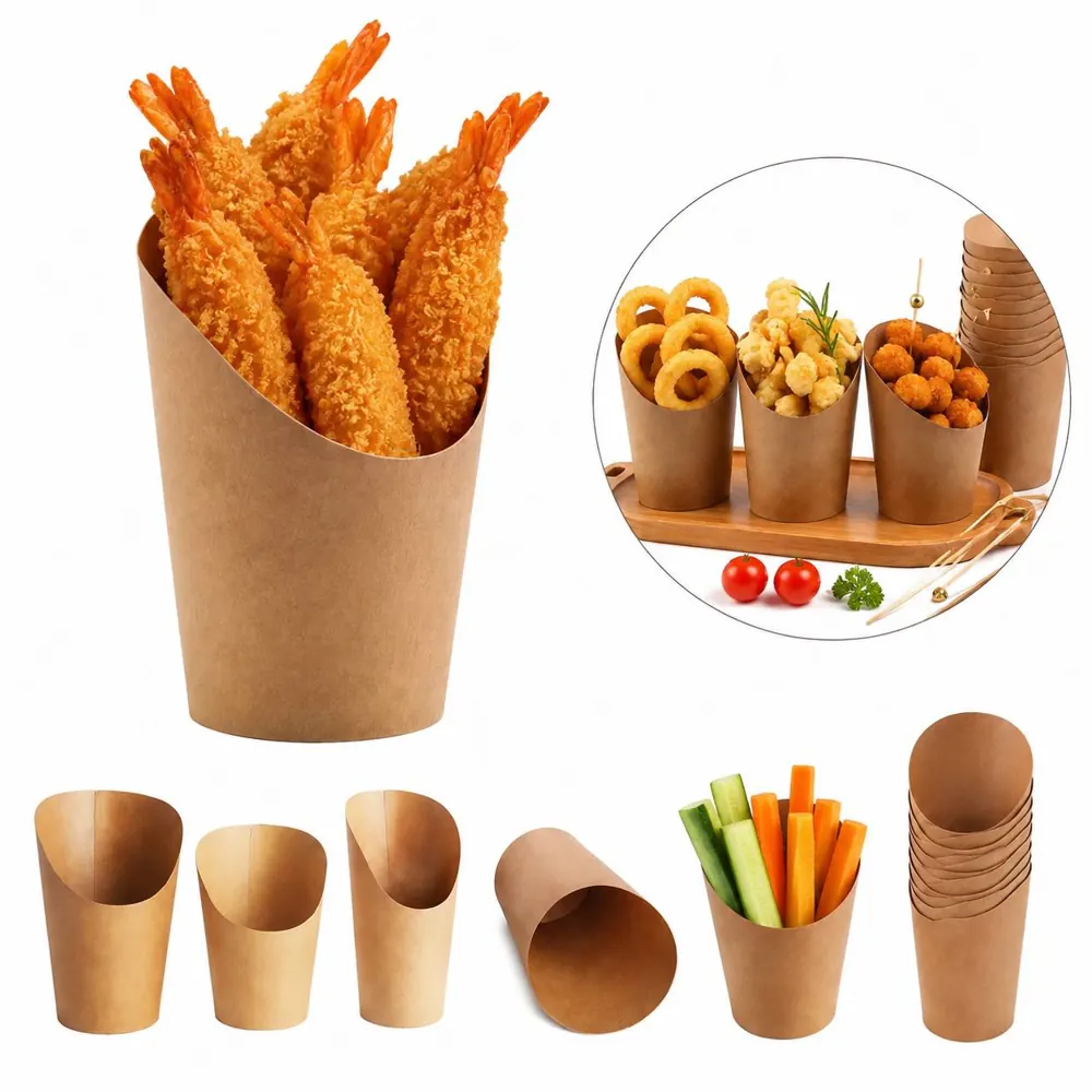 Kraft Paper Fry Cups, Compostable Grease-Resistant Fry Cup 2