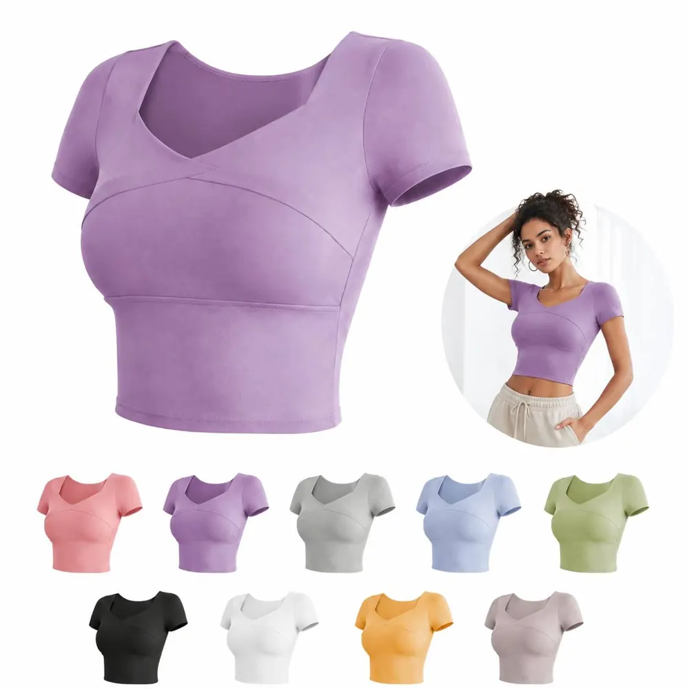 Women's Medium Support Yoga Sports Bra Racerback Crop Top 2