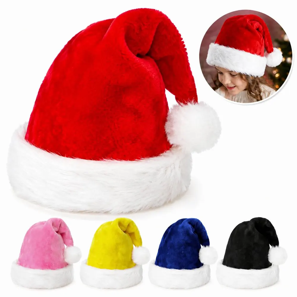 Deluxe Adult Soft Plush Santa Hat with Faux Fur Trim 2