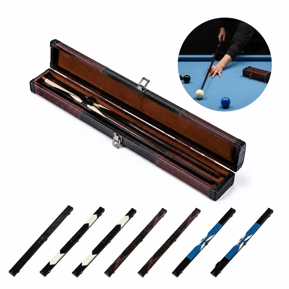 Hard PU Oval Pool Cue Carrying Case for 3/4 Billiard Sticks 2