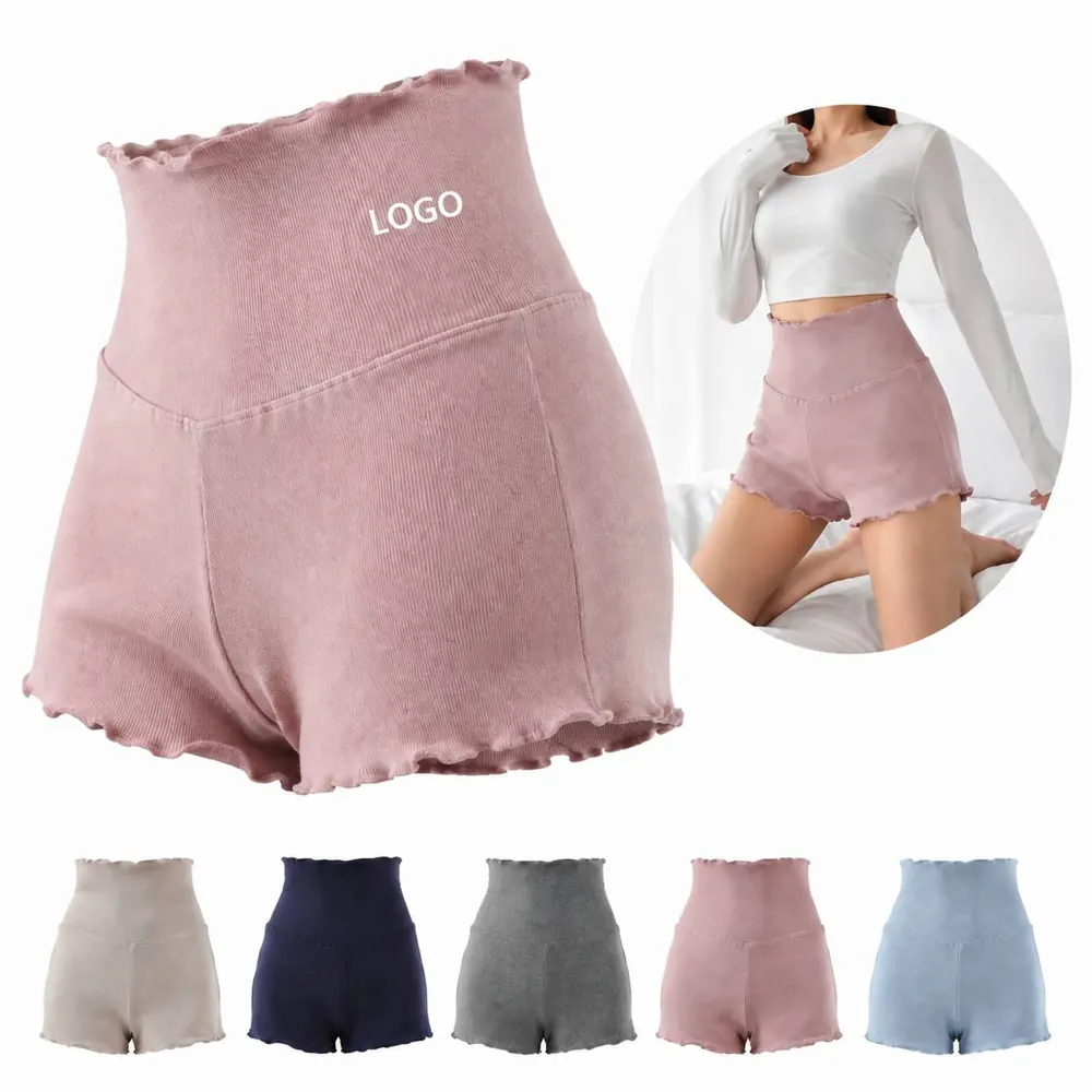 Women's Ruffle Hem Sports Shorts with Pockets for Running