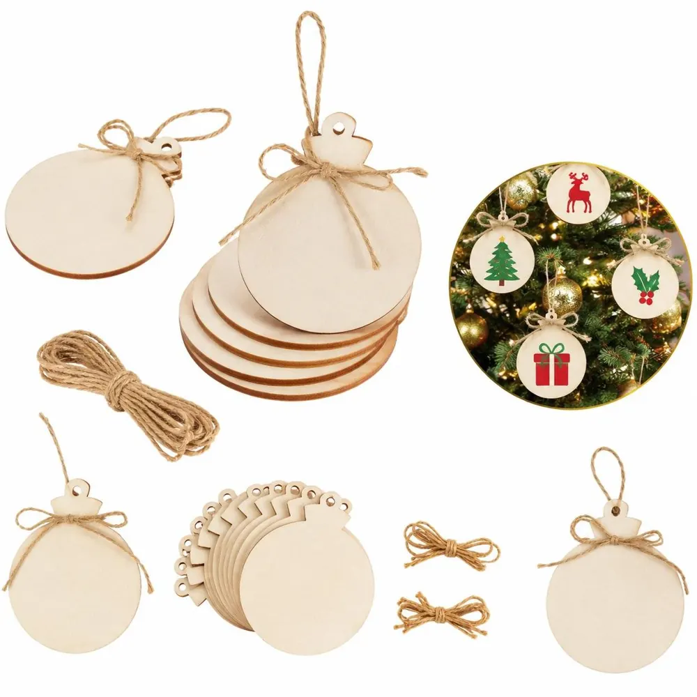 Natural Wood Craft Discs with Hole for DIY Projects 2