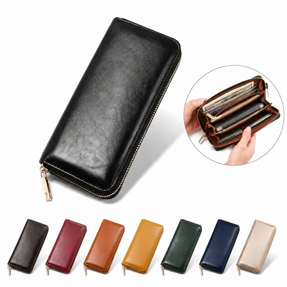 Genuine Leather Zip-Around Wallet with Coin Pocket 2