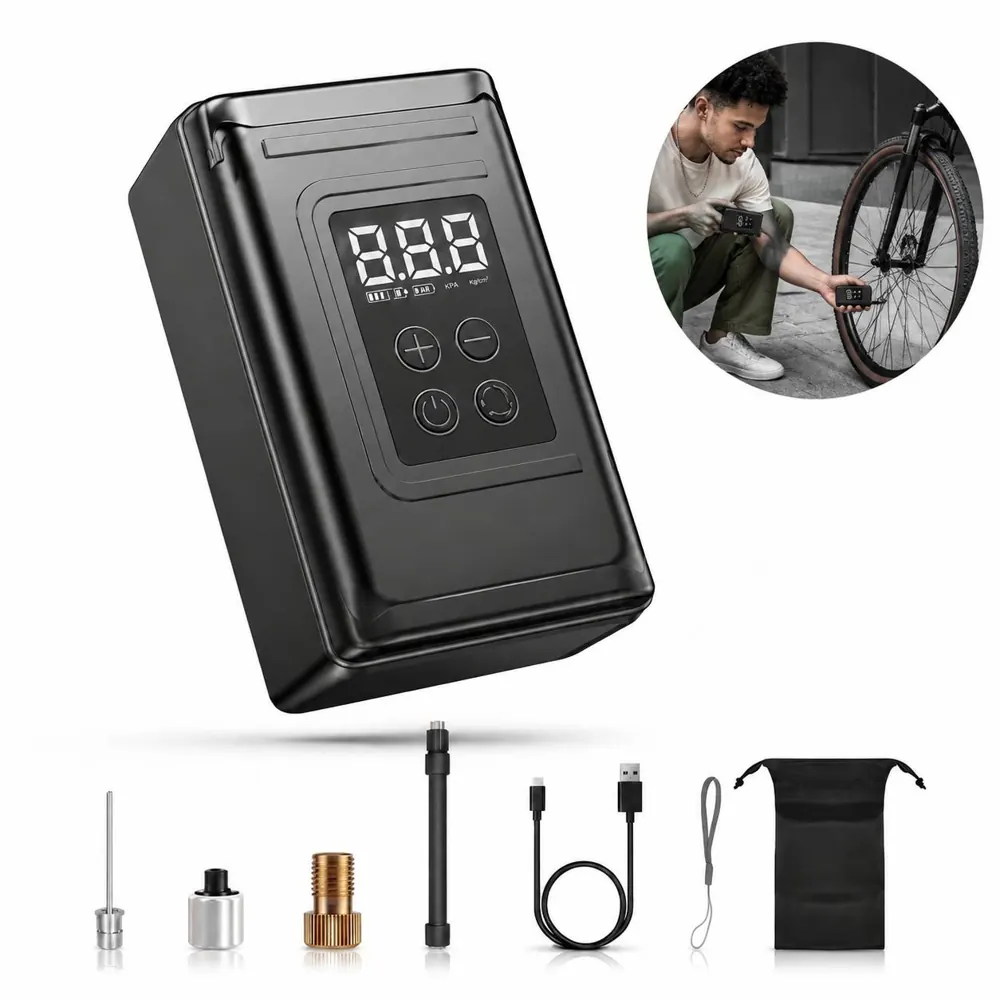 Cordless Electric Bike Pump with Digital Pressure Gauge 2