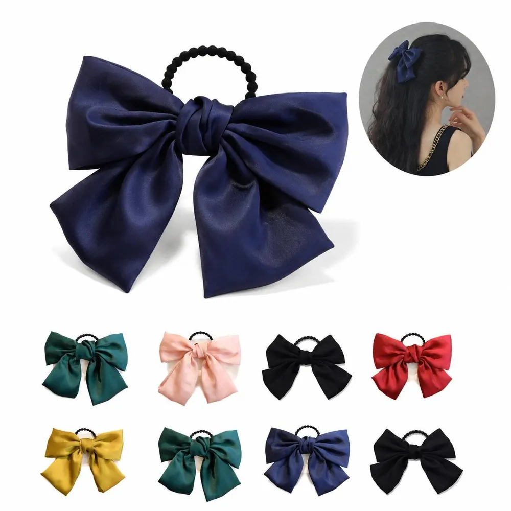 Elegant Satin Bow Hair Tie for Women Girls, Durable Elastic 2