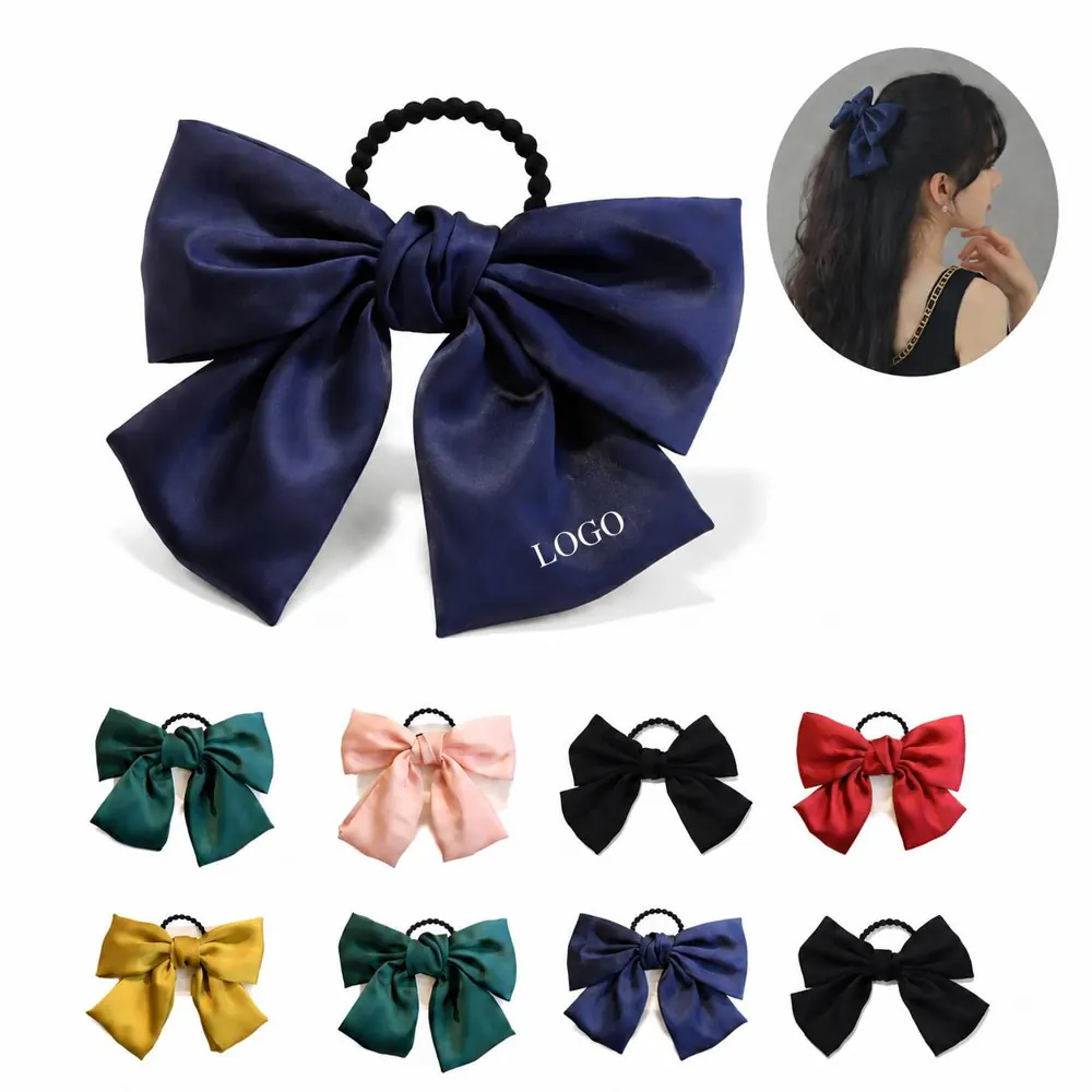 Elegant Satin Bow Hair Tie for Women Girls, Durable Elastic