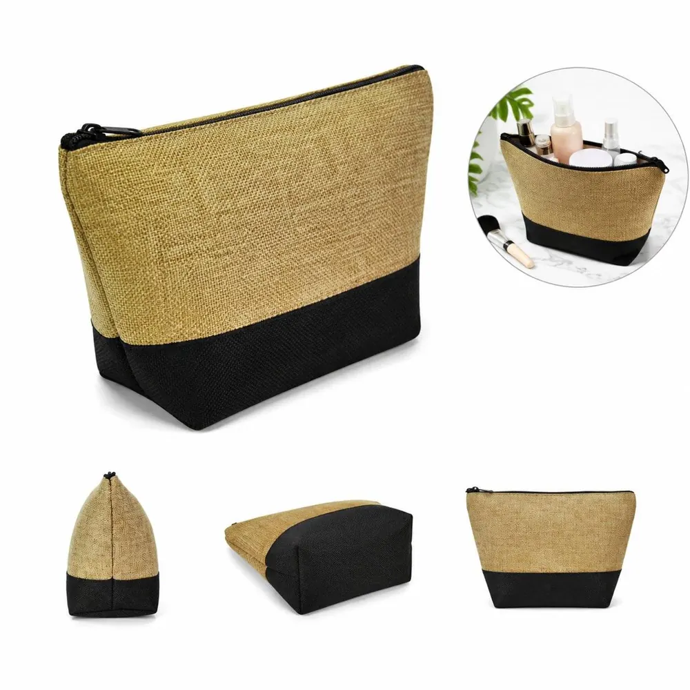 Linen Cosmetic Bag with Zipper, Durable and Foldable Travel 2