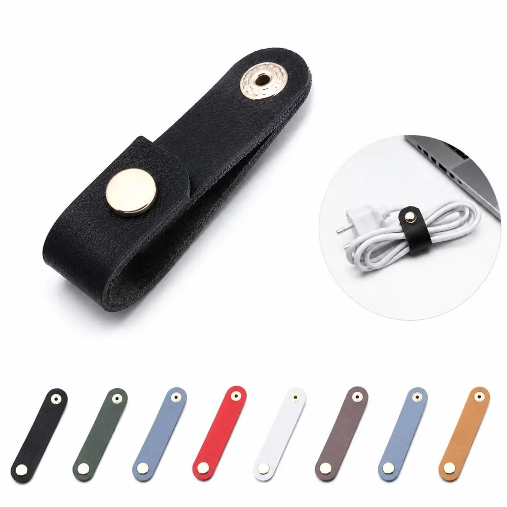 Genuine Leather Cable Organizer for Travel, Desk, and Bag 2