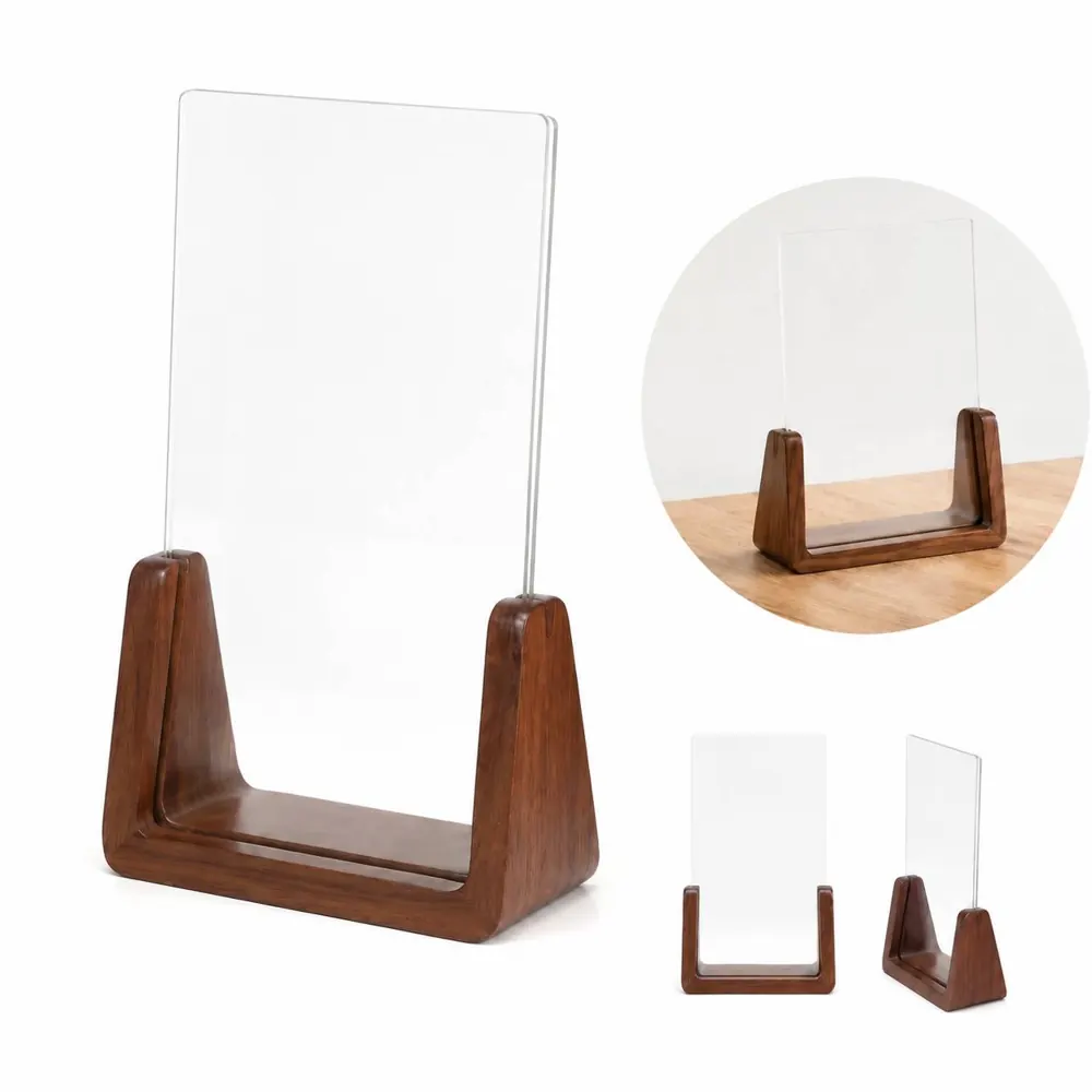 Solid Rustic Walnut Vertical Photo Frame for Tabletop or 2