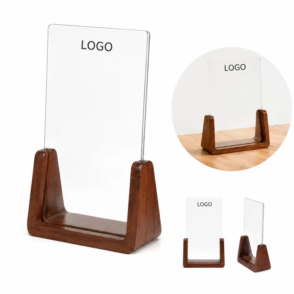 Solid Rustic Walnut Vertical Photo Frame for Tabletop or