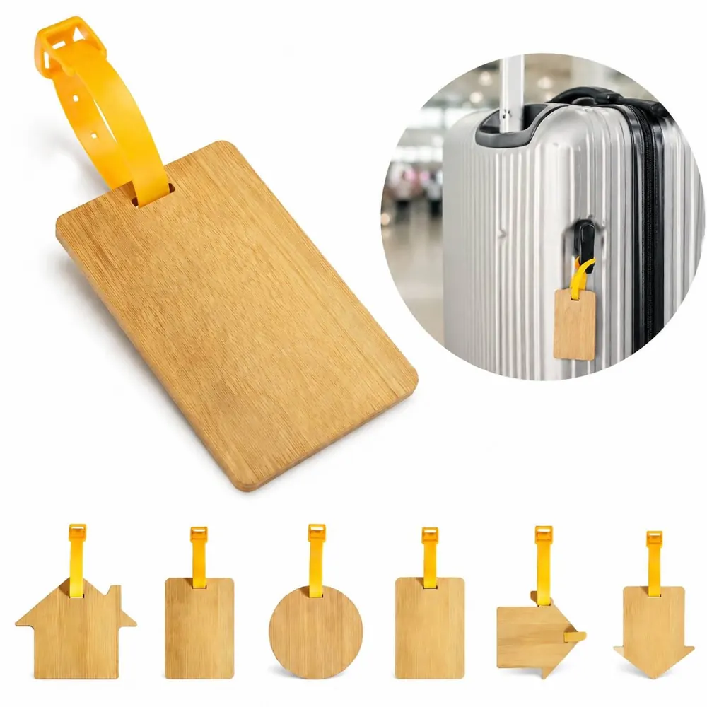 Bamboo Luggage Tag with ID Window for Travel 2