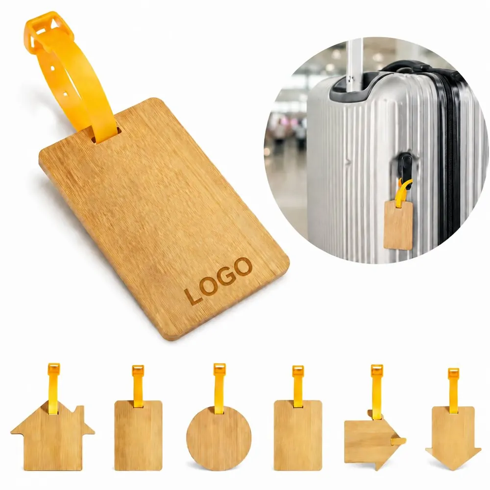 Bamboo Luggage Tag with ID Window for Travel