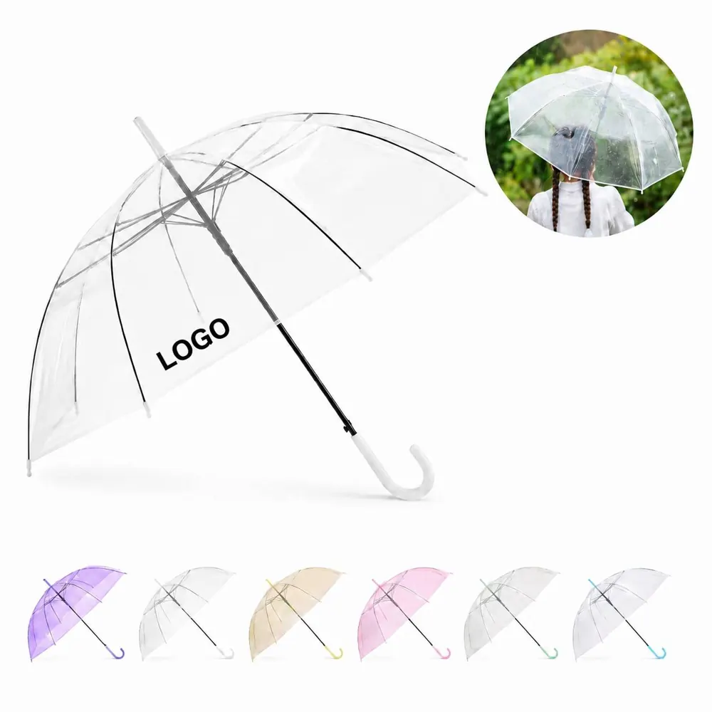 Auto-Open Clear PVC Umbrella with Transparent Canopy