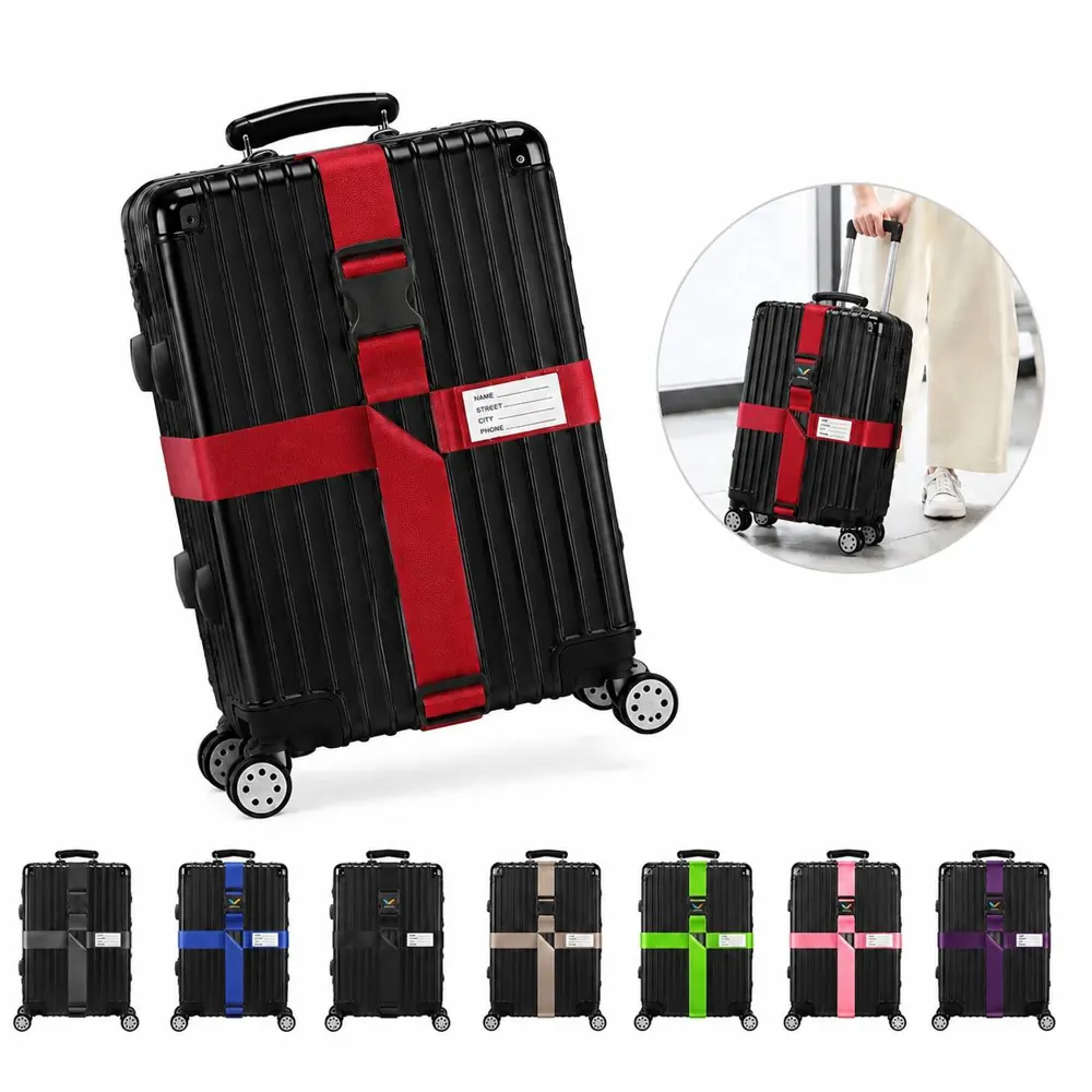 Adjustable Cross Luggage Strap with ID Tag Slot 2