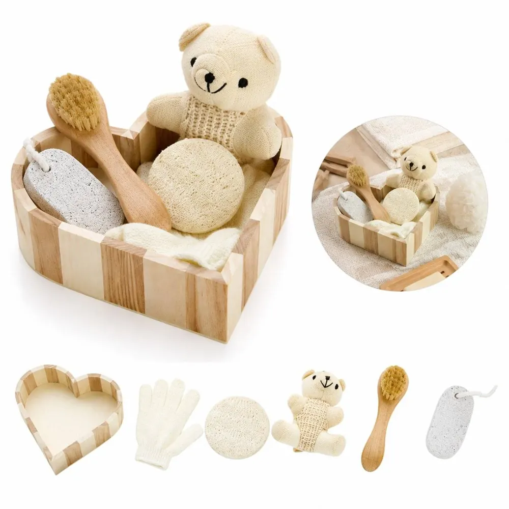Heart-Shaped Wooden Bathtub Caddy Gift Set with Storage 2