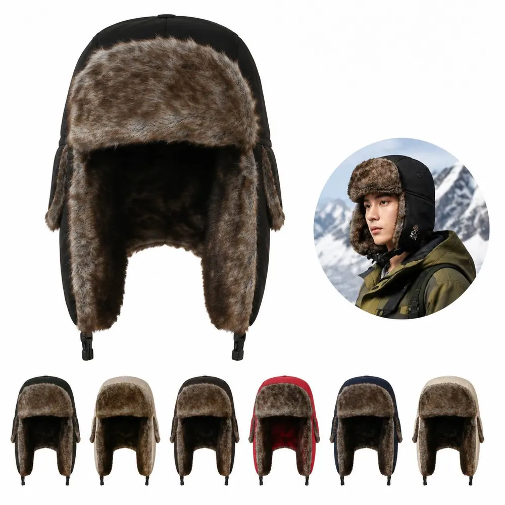 Fleece-Lined Windproof Winter Hat with Earflaps for Warmth 2