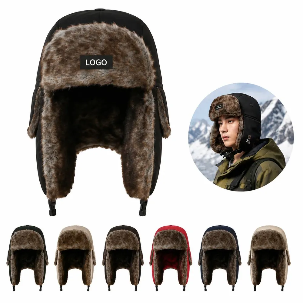 Fleece-Lined Windproof Winter Hat with Earflaps for Warmth