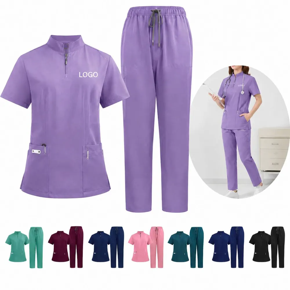 4-Way Stretch Mandarin Scrub Set for Medical Professionals