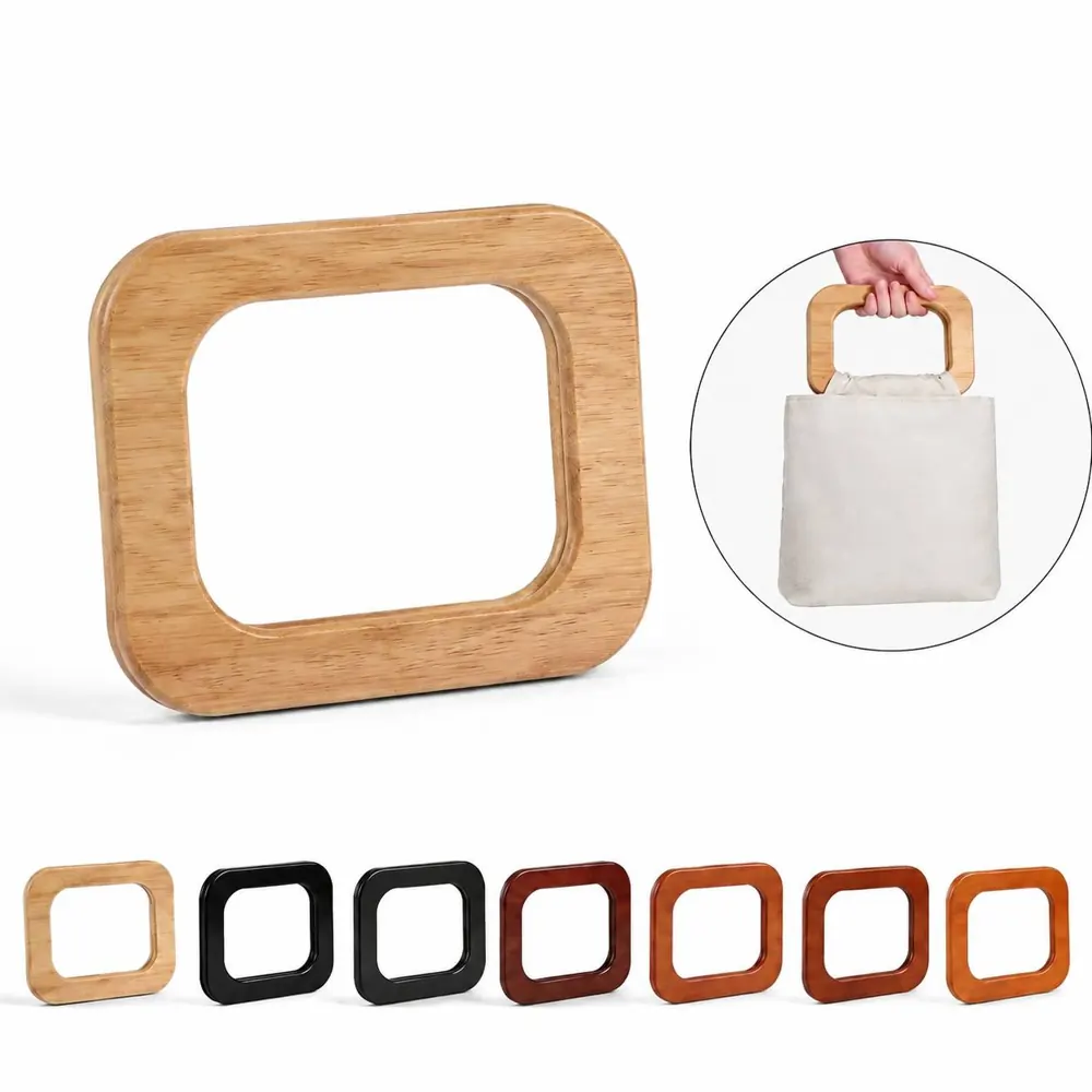 DIY Wooden Bag Handle Hardware Kit with Metal Clasps 2