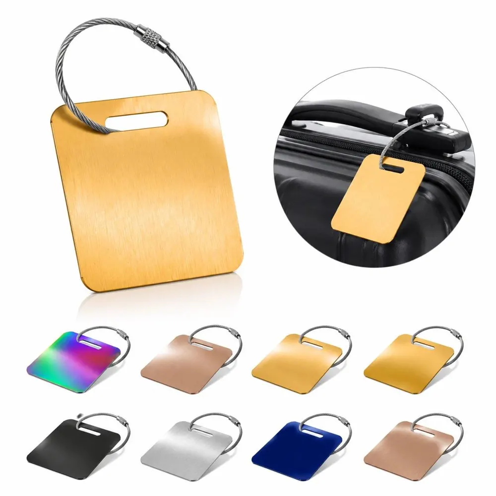 Stainless Steel Luggage Tags with Metal Loop ID Card Holder 2