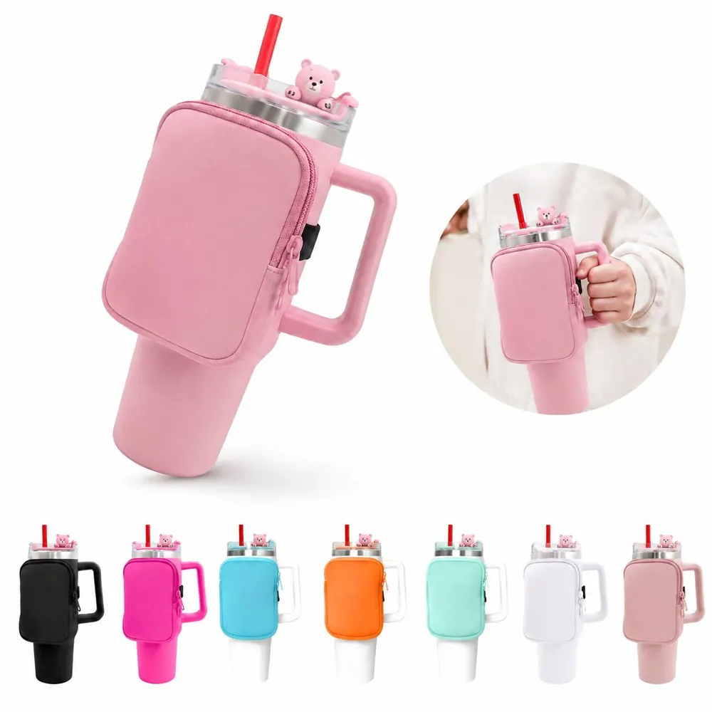 Customizable 40oz Neoprene Water Bottle Pouch with Strap 2