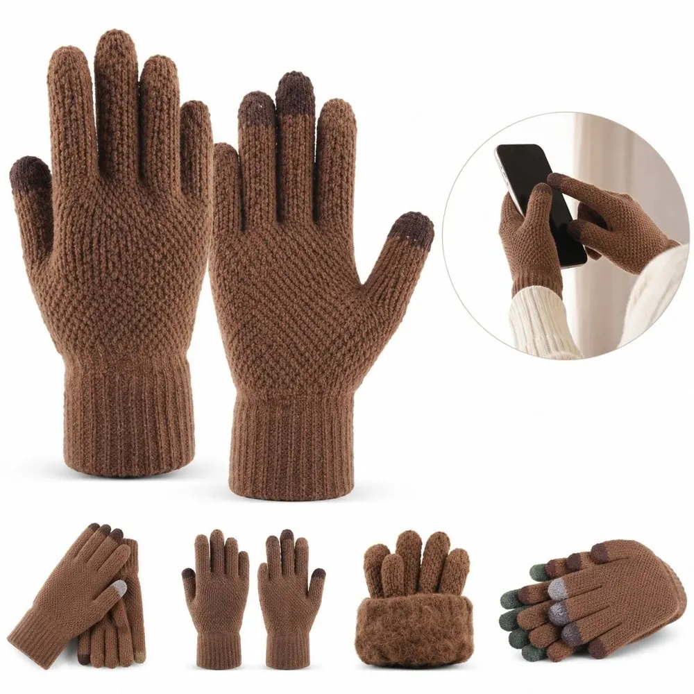 Thick Touchscreen Winter Gloves for Adults with 3-Finger 2