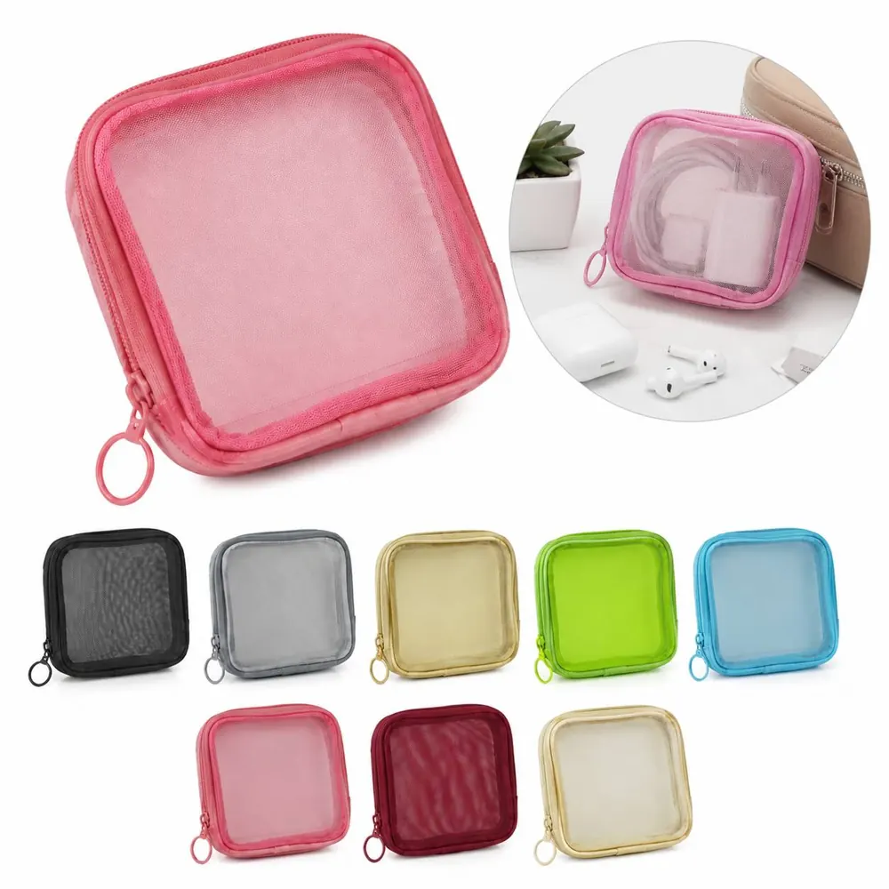 Transparent Mesh Travel Cosmetic Bag with Secure Zipper 2
