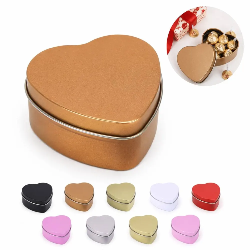 Rustproof Heart Shaped Metal Tins with Lids for Storage 2