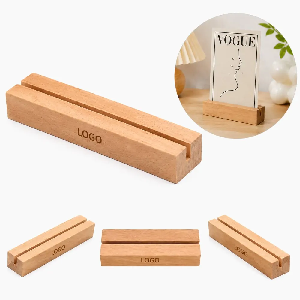 Wooden Card Holder Stand with Sturdy Slot Design for Display