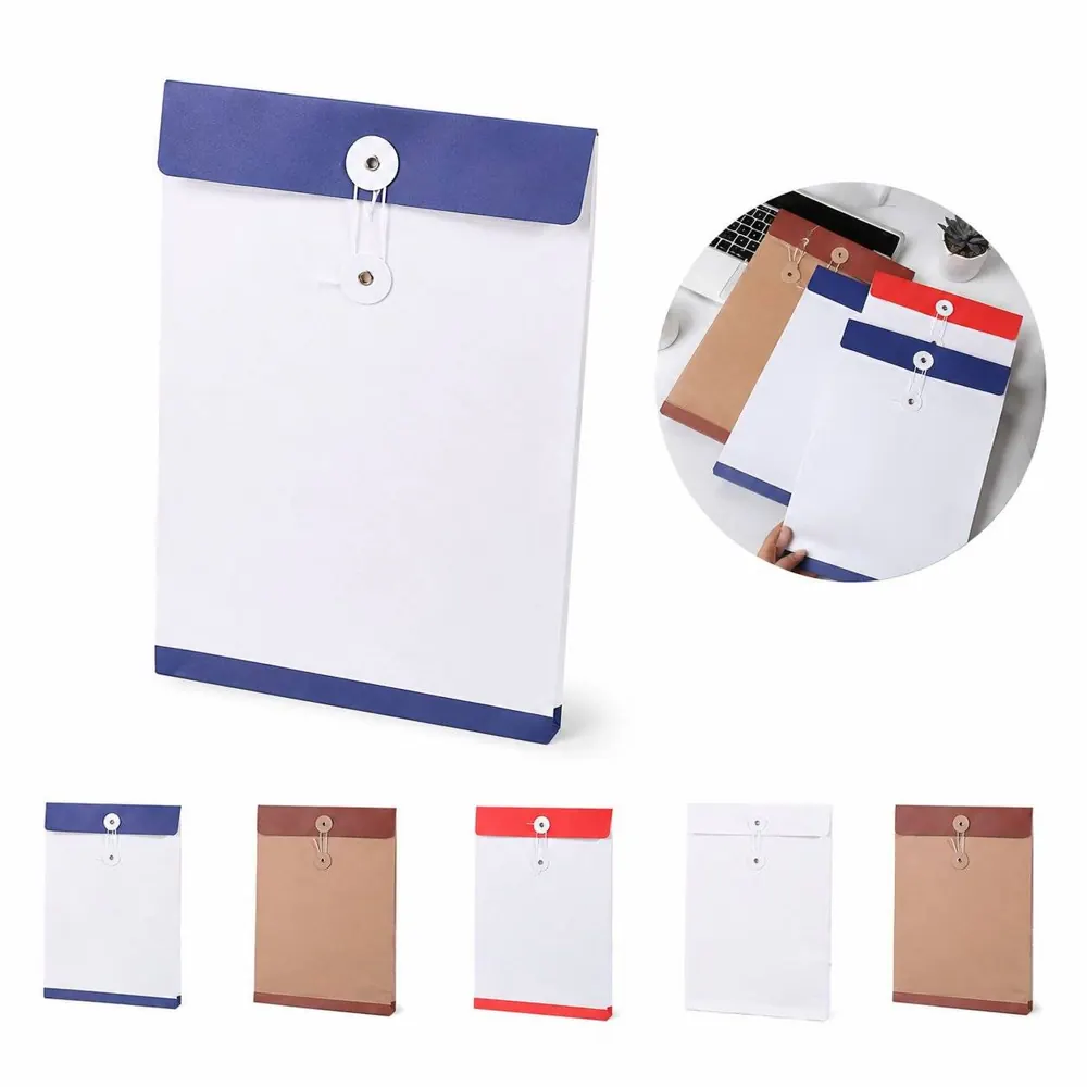 Customized Kraft Paper File Bags with Secure Flap Closure 2