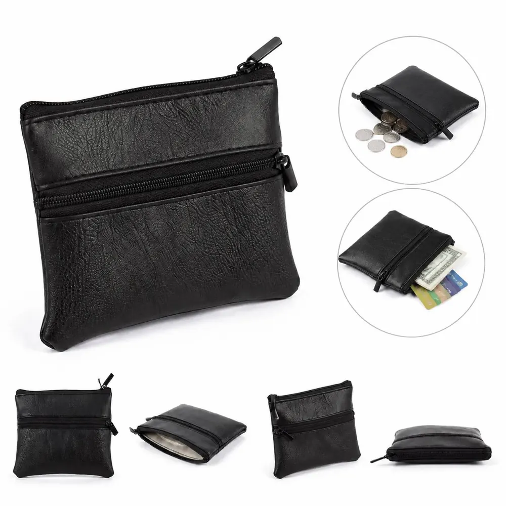 PU Zipper Coin Purse with Metal Closure, Compact Organizer 2