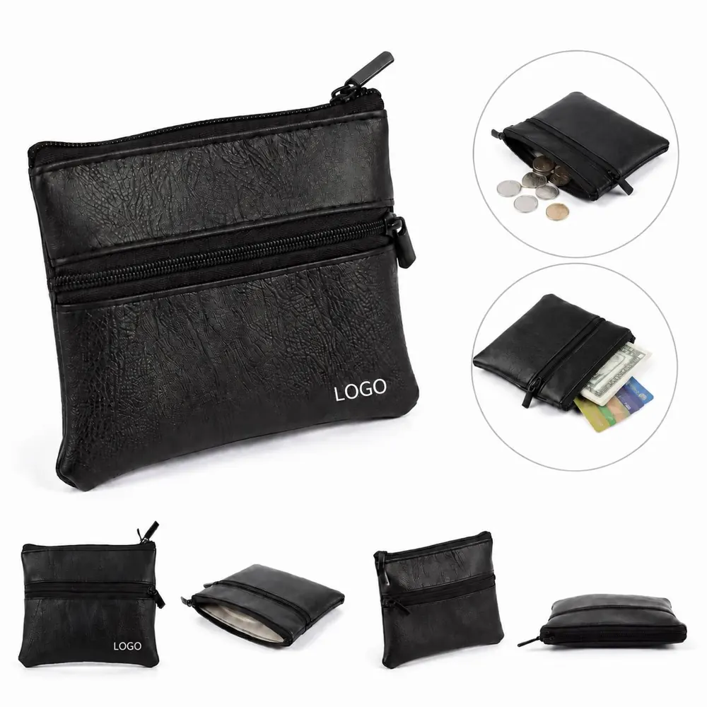 PU Zipper Coin Purse with Metal Closure, Compact Organizer