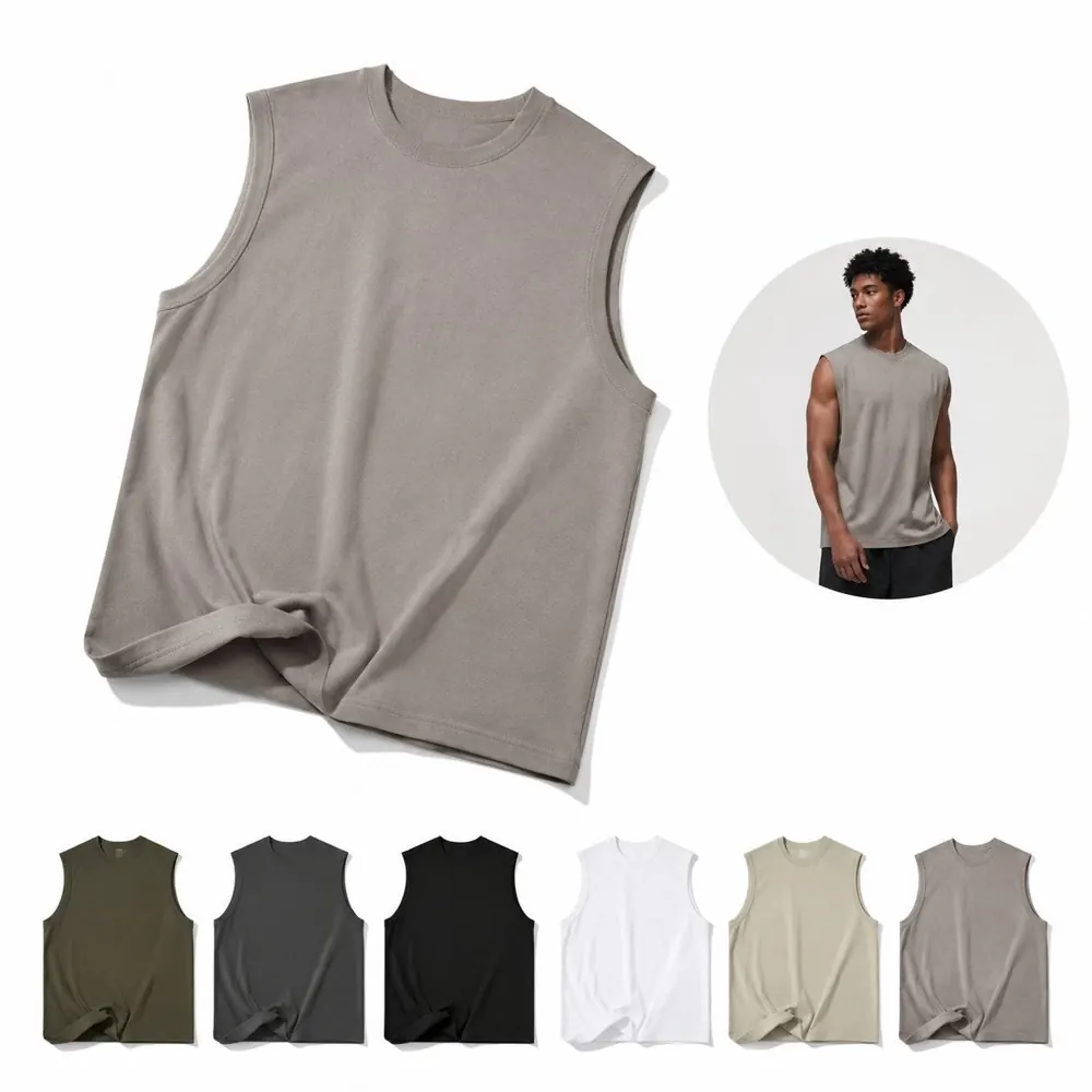 Unisex Quick-Dry Cotton Blend Sleeveless Athletic Tank Top 2