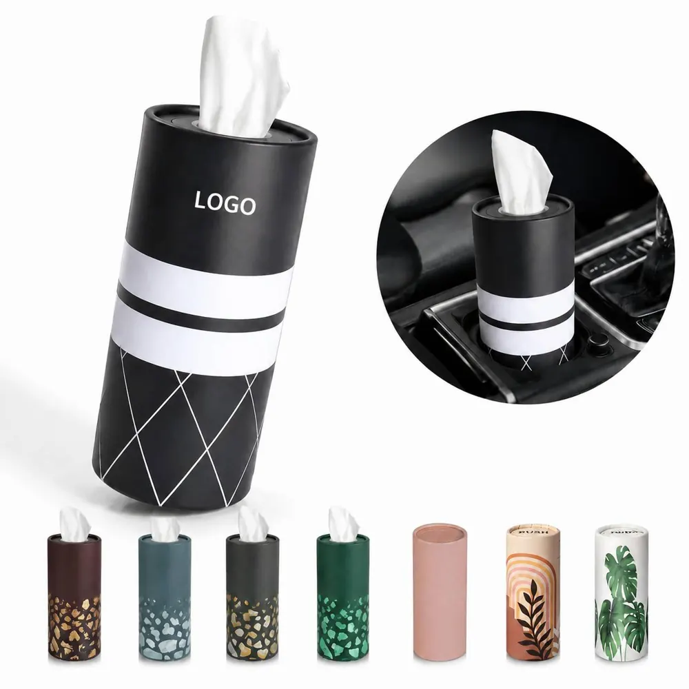 Cylinder Car Tissue Holder for Cup Holder, Refillable Auto