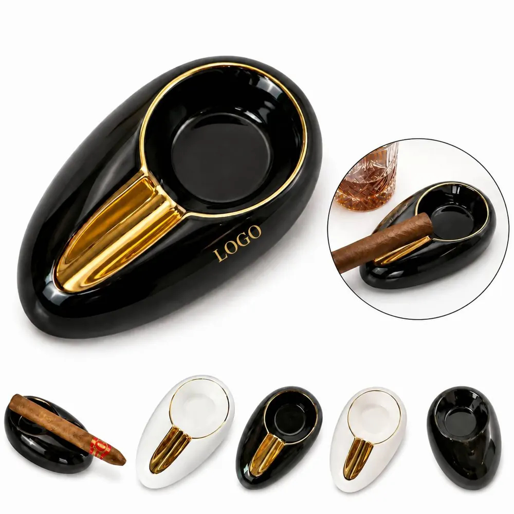 High-Temp Ceramic Cigar Ashtray with Multiple Rests