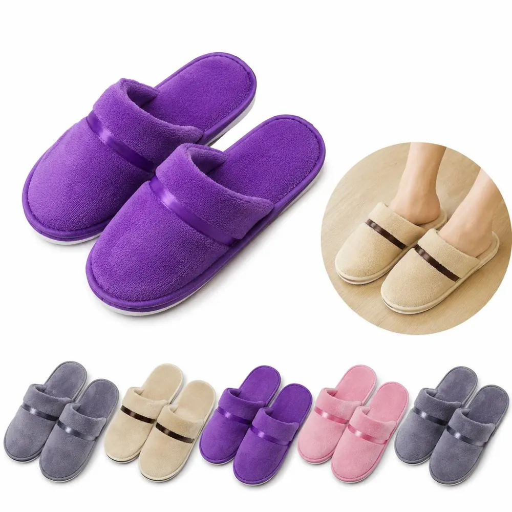 Disposable Coral Velvet Anti-Slip Slippers for Hotel Spa 2