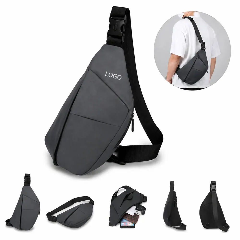 Waterproof PU Leather Sling Bag with Adjustable Strap