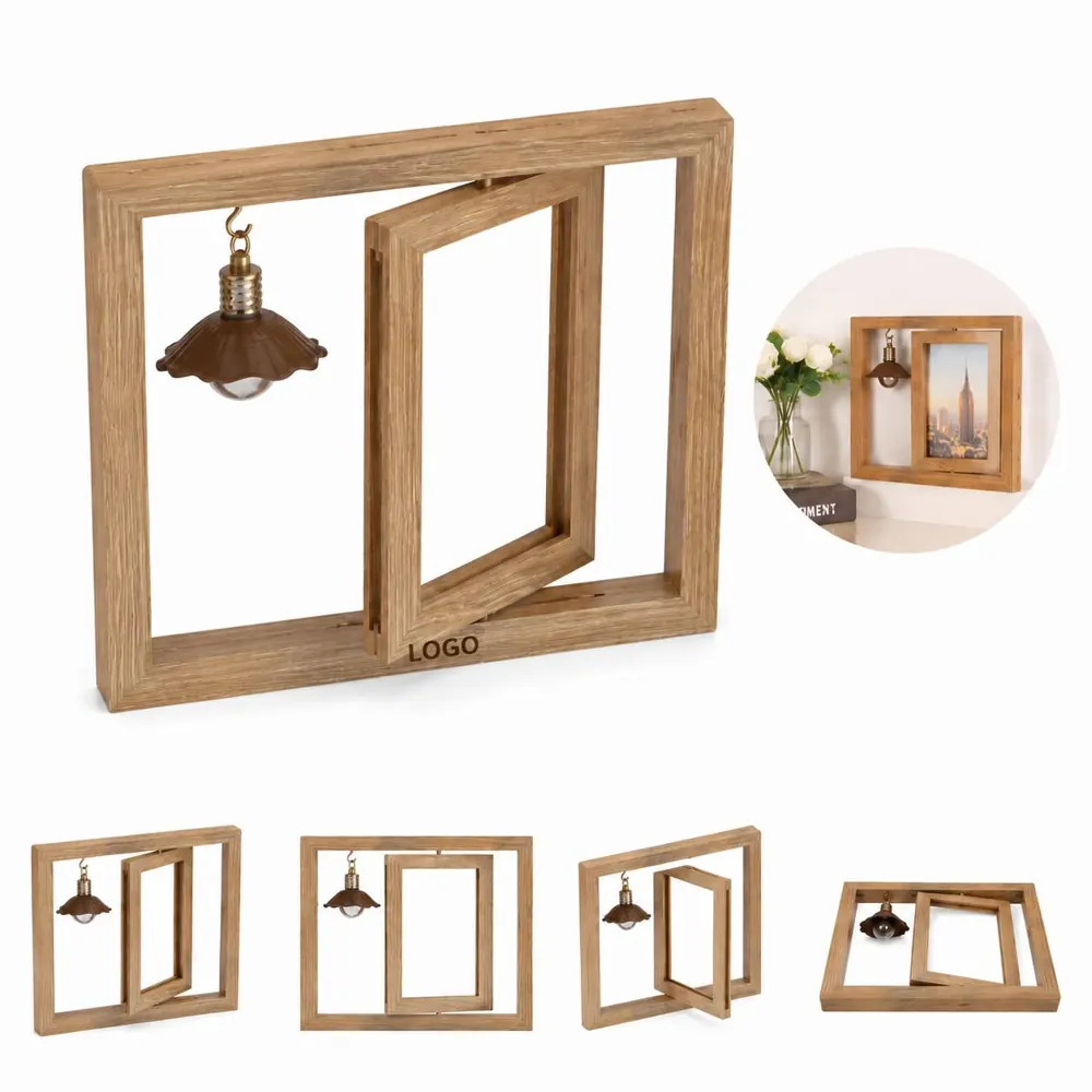 6" Wooden Rotating Photo Frame for Two 4x6 Pictures