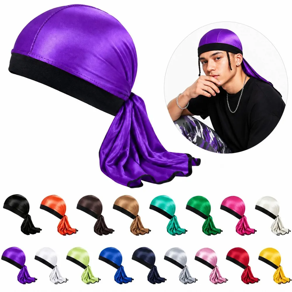 Silky Satin Wave Cap for Men Women Adjustable Hair 2