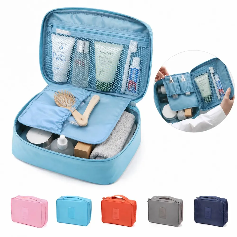Durable Oxford Travel Cosmetic Bag with Adjustable Dividers 2