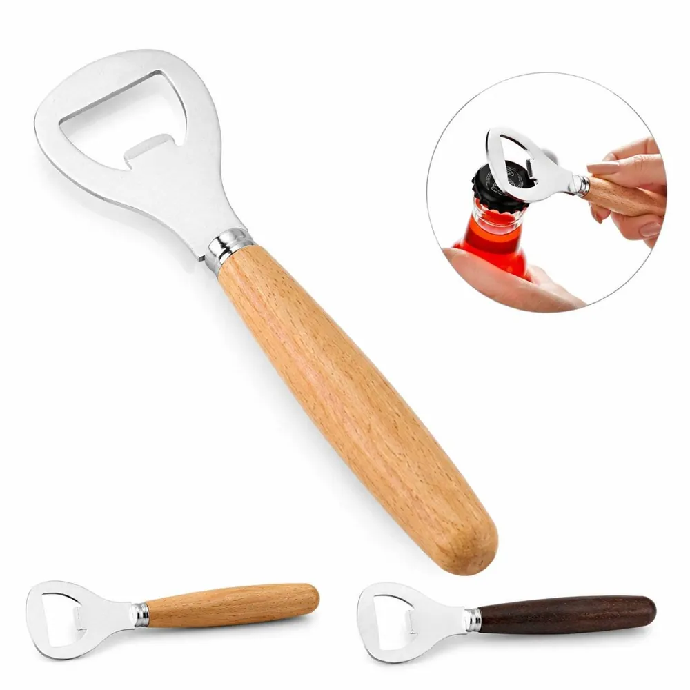 Wooden Handle Bottle Opener with Sturdy Metal Head 2