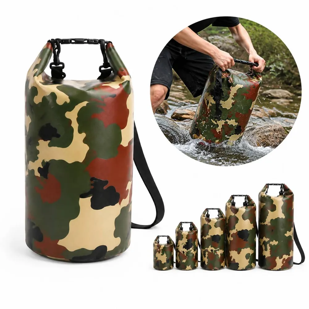 Camouflage Waterproof Roll-Top Dry Bag Backpack 2L-20L 2