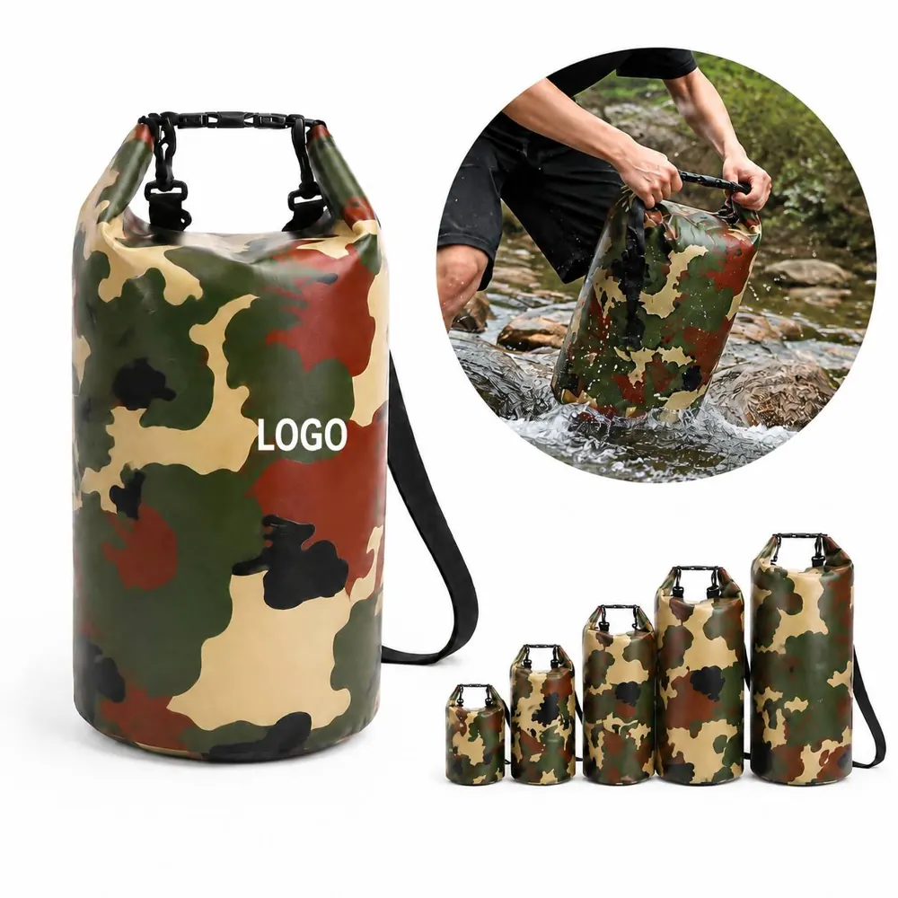 Camouflage Waterproof Roll-Top Dry Bag Backpack 2L-20L