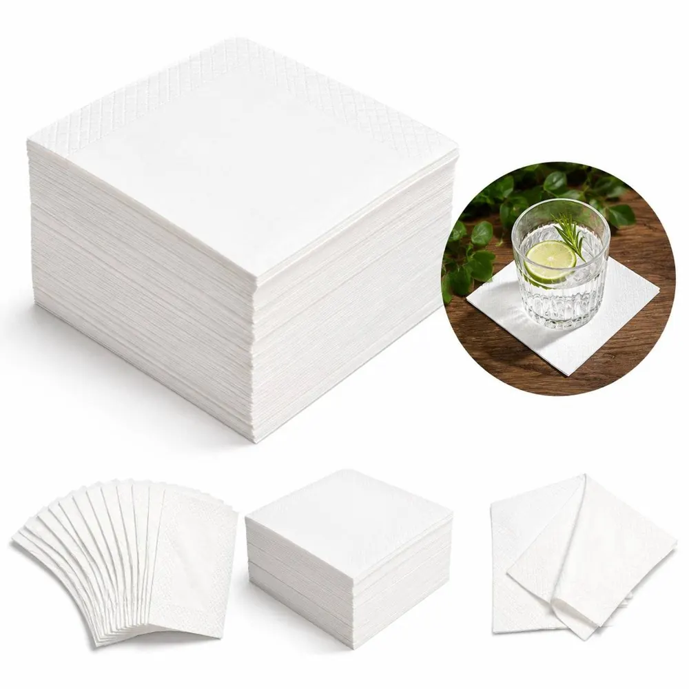 2-Ply White Dinner Napkins, Soft Absorbent Square 2